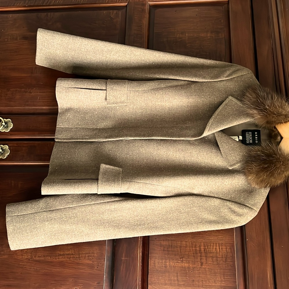 AKRIS mocha blazer with mink collar